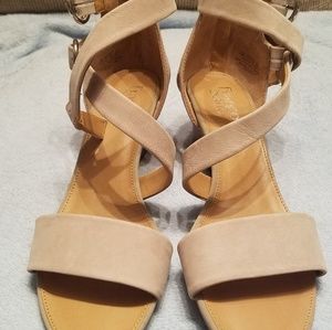 Taupe wedge ankle stap sandles Franco Sarto